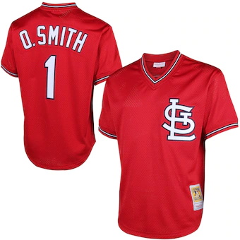 mens mitchell and ness ozzie smith red st louis cardinals c
